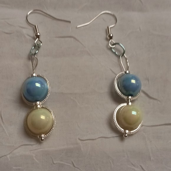 Steel Homemade Hand Crafted Dangled Earrings with Acrylic Beads #58 - Picture 10 of 14